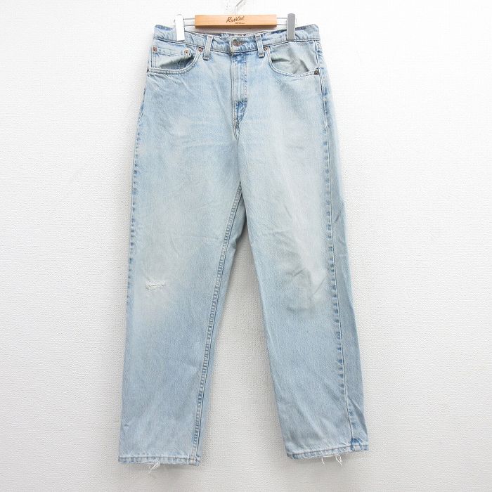 W33★古着 ジーンズ Levis リーバイス 550 メンズ 薄紺 ネイビー デニム 25jul16 中古 ボトムス ジーパン Gパン ロング パンツ