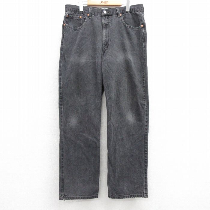 W37★古着 ジーンズ Levis リーバイス 550 メンズ コットン 黒 ブラック デニム 25jul16 中古 ボトムス ジーパン Gパン ロング パンツ