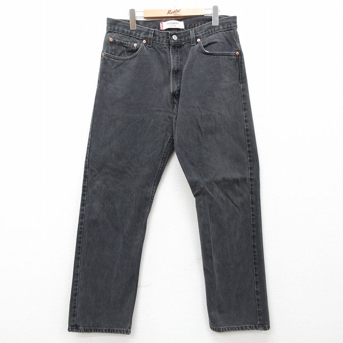 W36★古着 ジーンズ Levis リーバイス 505 メンズ コットン 黒 ブラック デニム 25jul25 中古 ボトムス ジーパン Gパン ロング パンツ