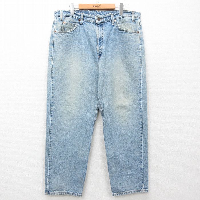 W39★古着 ジーンズ Levis リーバイス 550 メンズ 00年代 00s ヒゲ 大きいサイズ コットン 薄紺 ネイビー デニム 25jul25 中古 ボトムス ジーパン Gパン ロング パンツ