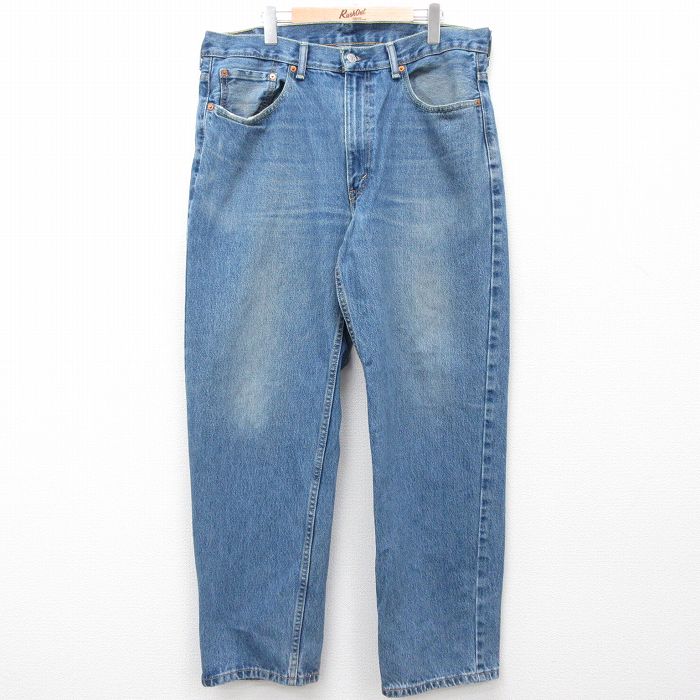 W39★古着 ジーンズ Levis リーバイス 550 メンズ ヒゲ 大きいサイズ コットン 紺 ネイビー デニム 25jul25 中古 ボトムス ジーパン Gパン ロング パンツ