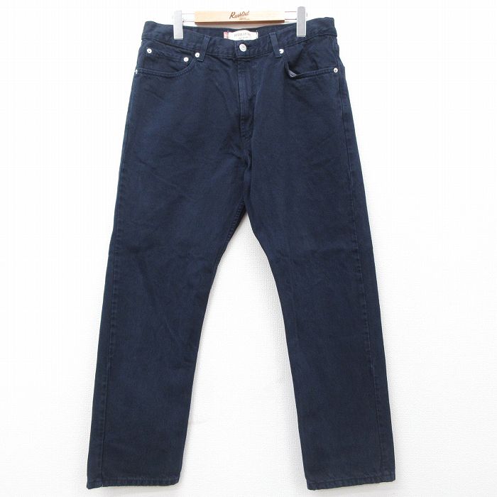 W35★古着 ジーンズ Levis リーバイス 505 メンズ コットン 濃紺 ネイビー デニム 25jul25 中古 ボトムス ジーパン Gパン ロング パンツ