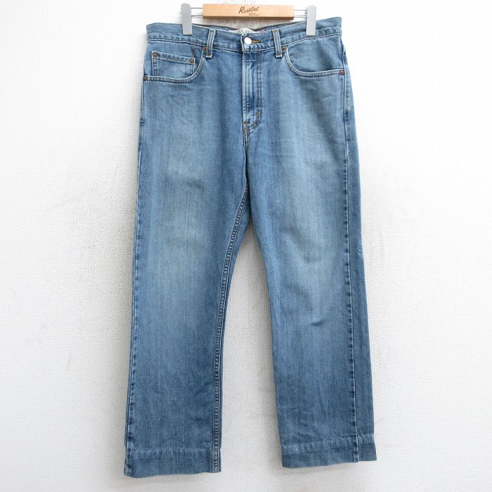 W33★古着 ジーンズ Levis リーバイス 505 メンズ ヒゲ コットン 紺 ネイビー デニム 25jul30 中古 ボトムス ジーパン Gパン ロング パンツ