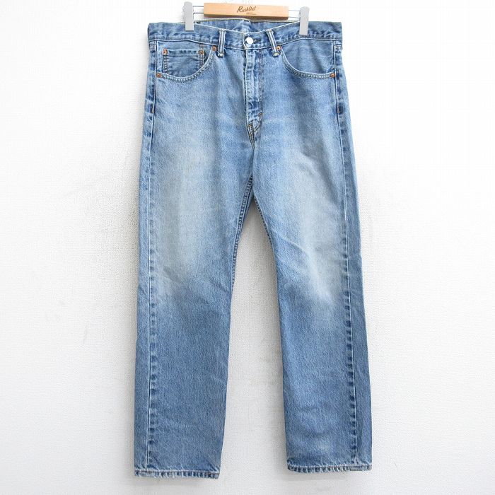 W36★古着 ジーンズ Levis リーバイス 505 メンズ ヒゲ コットン 紺 ネイビー デニム 25jul30 中古 ボトムス ジーパン Gパン ロング パンツ