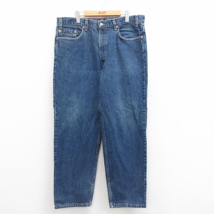 W38★古着 ジーンズ リーバイス Levis 550 メンズ 90年代 90s テーパード コットン USA製 紺 ネイビー デニム 【spe】 25jul29 中古 ボトムス ジーパン Gパン ロング パンツ