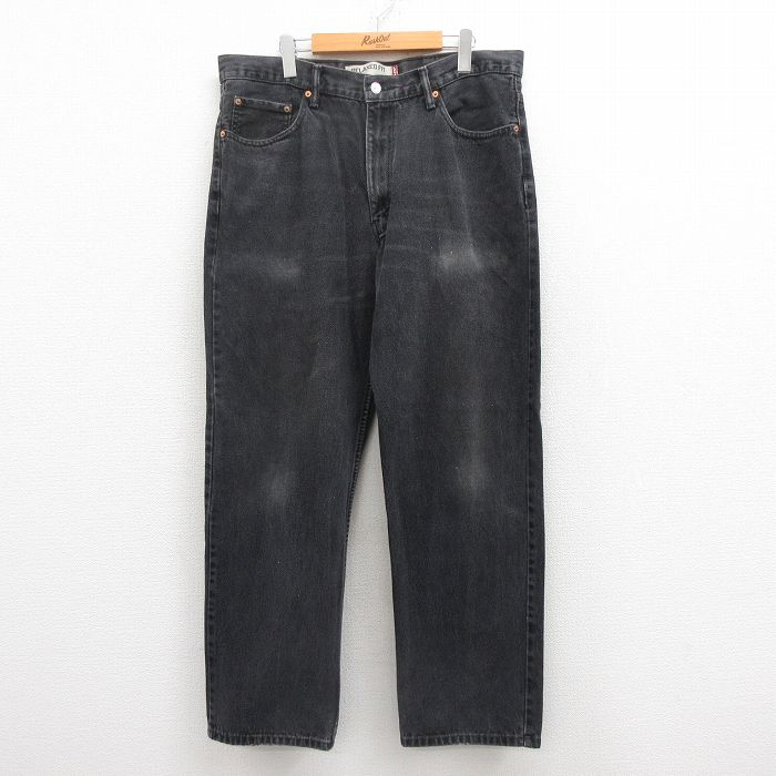 【20%OFF】W37★古着 ジーンズ リーバイス Levis 550 メンズ テーパード コットン 黒 ブラック デニム 25jul29 中古 ボトムス ジーパン Gパン ロング パンツ