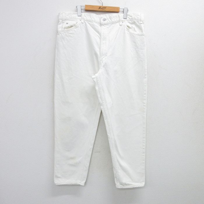 W40★古着 ジーンズ Levis リーバイス 550 メンズ 90年代 90s テーパード 大きいサイズ コットン USA製 白 ホワイト 【spe】 25aug01 中古 ボトムス ジーパン Gパン ロング パンツ