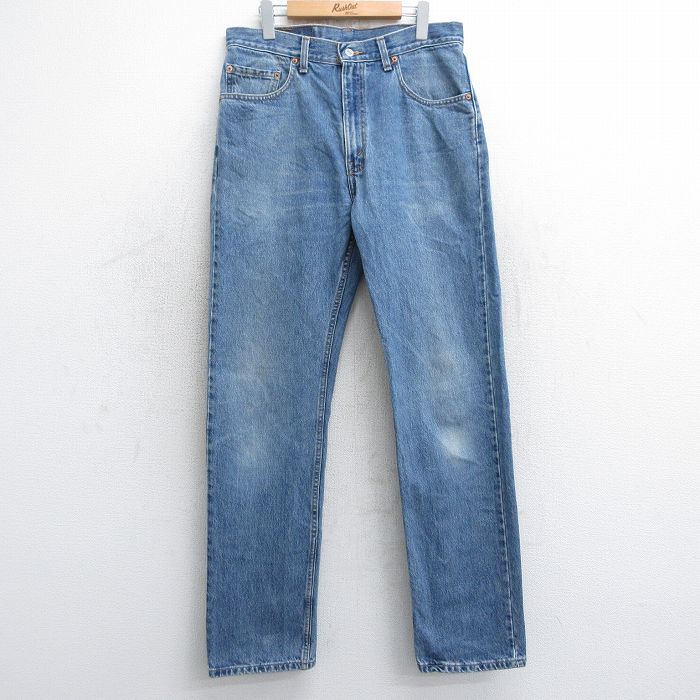 W33★古着 ジーンズ Levis リーバイス 505 メンズ 00年代 00s ヒゲ コットン カナダ製 紺 ネイビー デニム 25aug05 中古 ボトムス ジーパン Gパン ロング パンツ