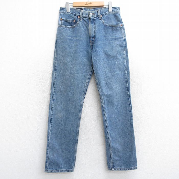W31★古着 ジーンズ Levis リーバイス 505 メンズ 00年代 00s ヒゲ コットン 紺 ネイビー デニム 25aug13 中古 ボトムス ジーパン Gパン ロング パンツ