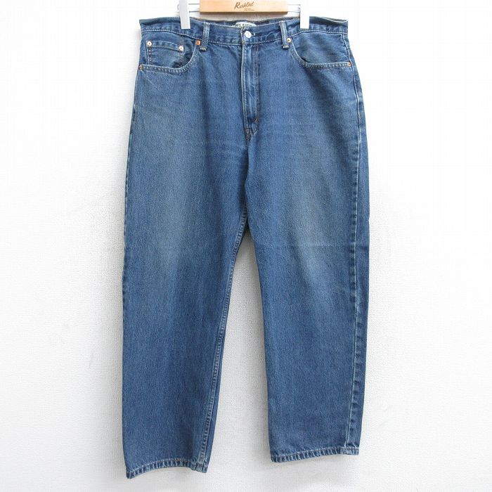W38★古着 ジーンズ Levis リーバイス 550 メンズ ヒゲ コットン 紺 ネイビー デニム 25aug13 中古 ボトムス ジーパン Gパン ロング パンツ