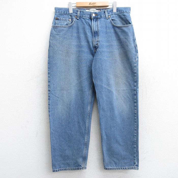 W38★古着 ジーンズ Levis リーバイス 550 メンズ ヒゲ コットン 紺 ネイビー デニム 25aug13 中古 ボトムス ジーパン Gパン ロング パンツ