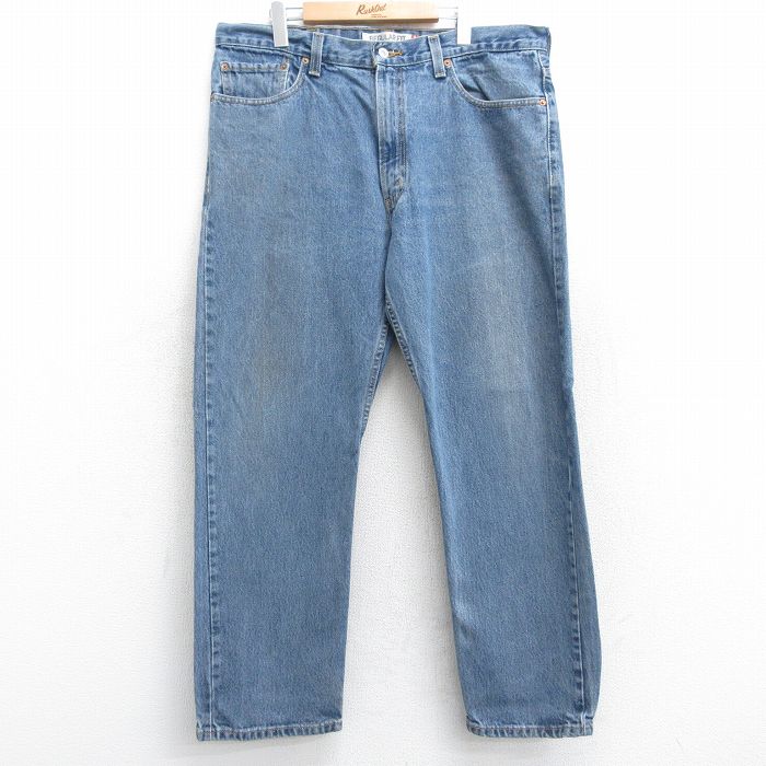 W38★古着 ジーンズ Levis リーバイス 505 メンズ ヒゲ コットン 紺 ネイビー デニム 25aug13 中古 ボトムス ジーパン Gパン ロング パンツ