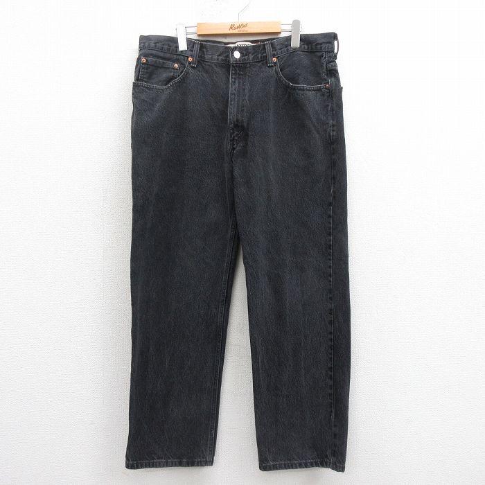 W38★古着 ジーンズ Levis リーバイス 550 メンズ テーパード コットン 黒 ブラック デニム 25sep05 中古 ボトムス ジーパン Gパン ロング パンツ