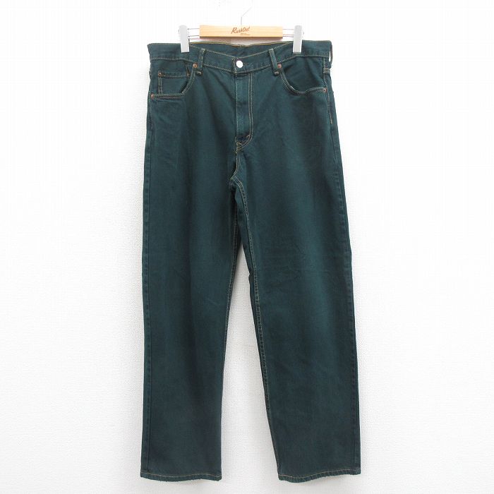 W36★古着 ジーンズ Levis リーバイス 550 メンズ テーパード コットン 緑 グリーン デニム 25sep05 中古 ボトムス ジーパン Gパン ロング パンツ