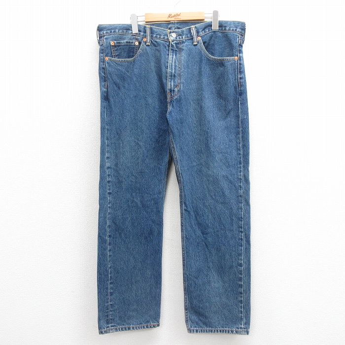 W40★古着 ジーンズ Levis リーバイス 505 メンズ 大きいサイズ コットン 紺 ネイビー デニム 25sep05 中古 ボトムス ジーパン Gパン ロング パンツ