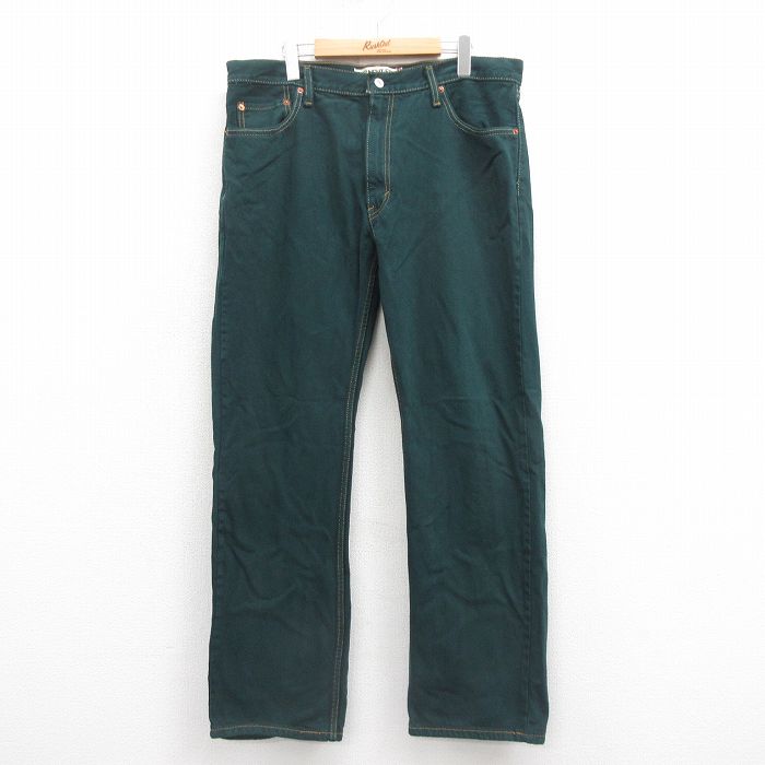 W38★古着 ジーンズ Levis リーバイス 505 メンズ コットン 緑 グリーン デニム 25sep05 中古 ボトムス ジーパン Gパン ロング パンツ