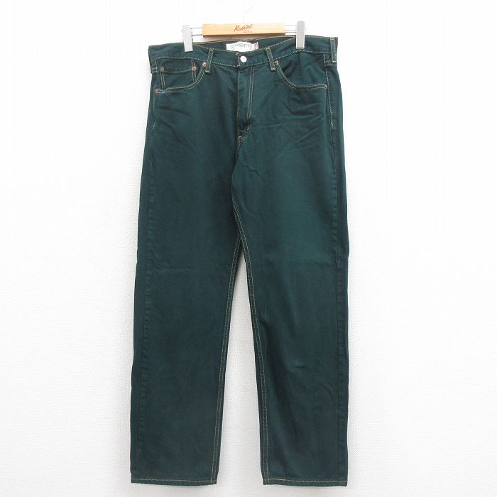 【20%OFF】W37★古着 ジーンズ Levis リーバイス 505 メンズ コットン 緑 グリーン デニム 25sep05 中古 ボトムス ジーパン Gパン ロング パンツ