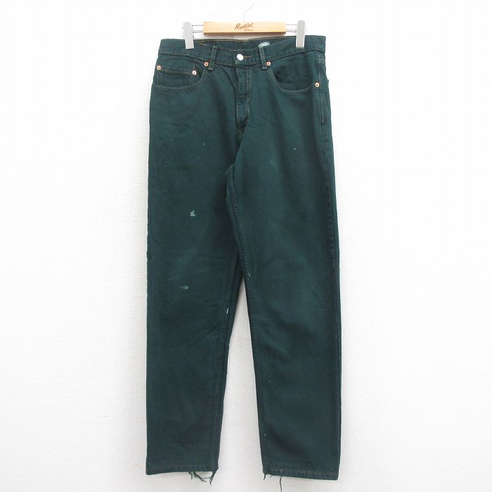 W33★古着 ジーンズ Levis リーバイス 550 メンズ 00年代 00s テーパード 緑 グリーン デニム 25sep05 中古 ボトムス ジーパン Gパン ロング パンツ
