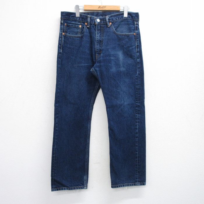 W35★古着 ジーンズ リーバイス Levis 505 メンズ コットン 濃紺 ネイビー デニム 25sep19 中古 ボトムス ジーパン Gパン ロング パンツ