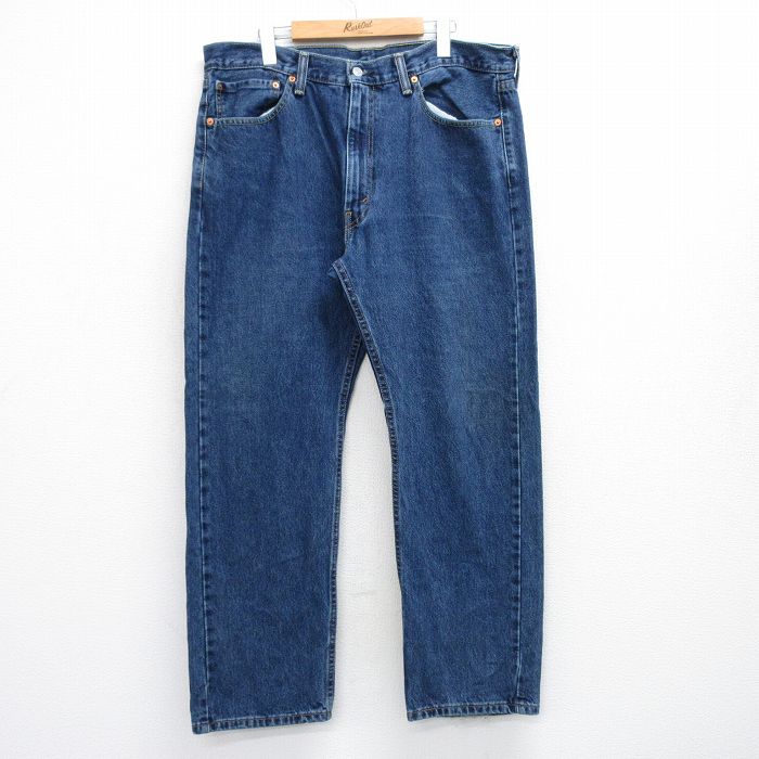 W38★古着 ジーンズ リーバイス Levis 505 メンズ ヒゲ コットン 紺 ネイビー デニム 25sep19 中古 ボトムス ジーパン Gパン ロング パンツ
