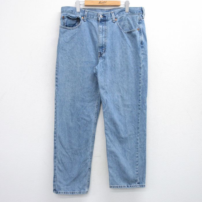 W38★古着 ジーンズ リーバイス Levis 550 メンズ コットン 薄紺 ネイビー デニム 25sep19 中古 ボトムス ジーパン Gパン ロング パンツ