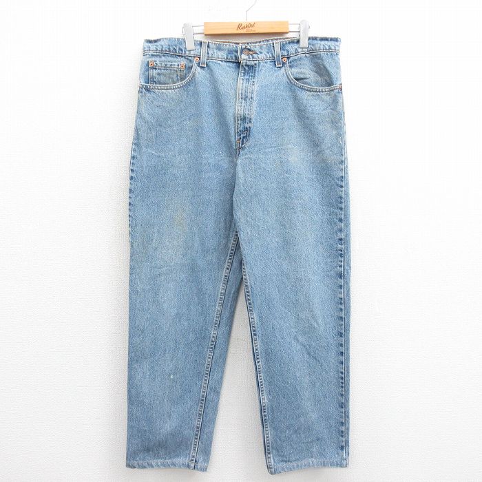 W37★古着 ジーンズ Levis リーバイス 550 メンズ 90年代 90s テーパード コットン USA製 薄紺 ネイビー デニム 【spe】 25sep30 中古 ボトムス ジーパン Gパン ロング パンツ