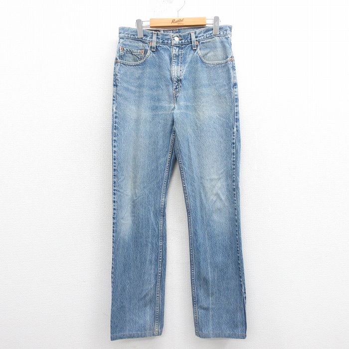 【20%OFF】W36★古着 ジーンズ Levis リーバイス 505 メンズ 00年代 00s ヒゲ コットン 薄紺 ネイビー デニム 25sep30 中古 ボトムス ジーパン Gパン ロング パンツ