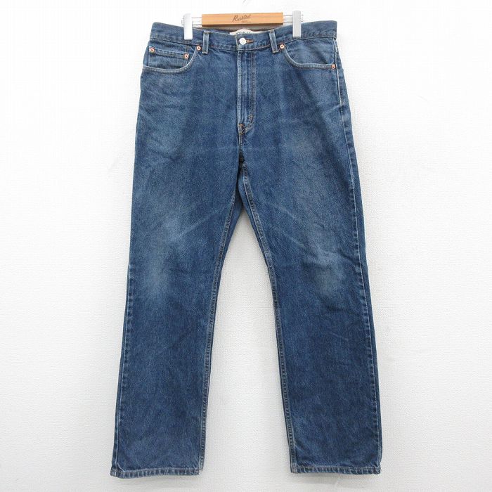 W36★古着 ジーンズ Levis リーバイス 505 メンズ コットン 紺 ネイビー デニム 25oct27 中古 ボトムス ジーパン Gパン ロング パンツ
