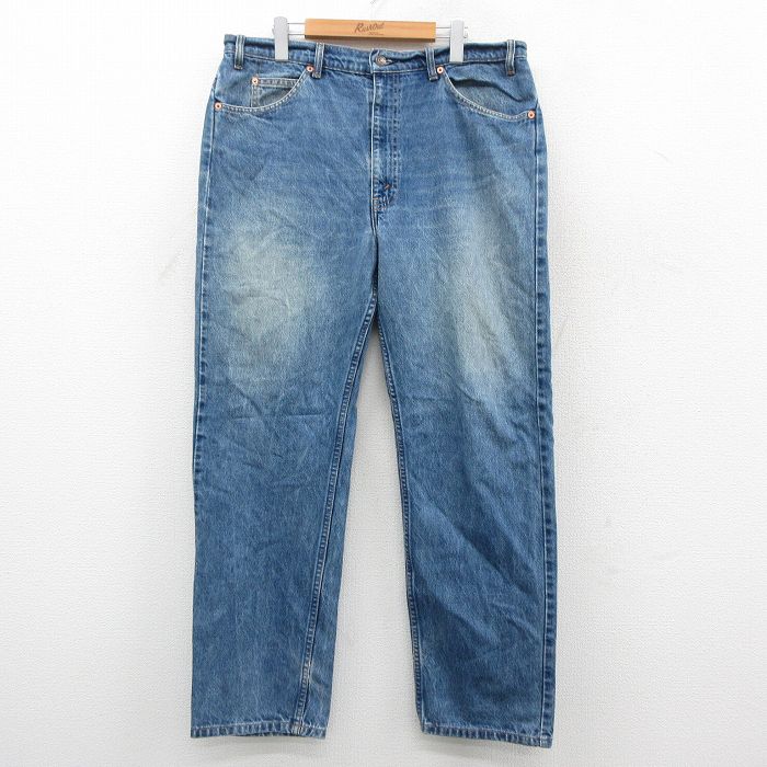 W38★古着 ジーンズ Levis リーバイス 505 メンズ 00年代 00s ヒゲ コットン 紺 ネイビー デニム 25oct27 中古 ボトムス ジーパン Gパン ロング パンツ