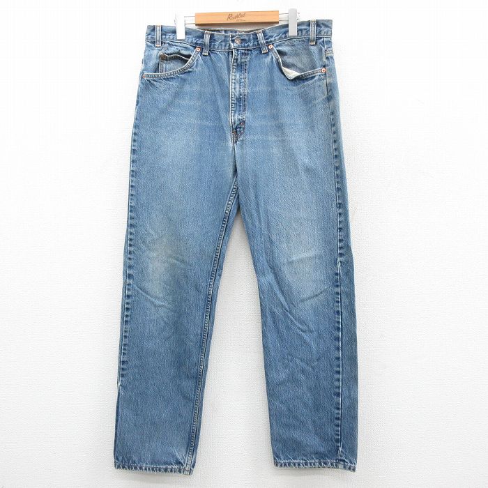 W37★古着 ジーンズ Levis リーバイス 505 メンズ 00年代 00s ヒゲ コットン 紺 ネイビー デニム 25oct27 中古 ボトムス ジーパン Gパン ロング パンツ