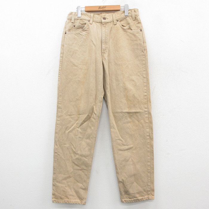 【20%OFF】W33★古着 ジーンズ Levis リーバイス 550 メンズ 90年代 90s コットン USA製 ベージュ系 カーキ デニム 25oct27 中古 ボトムス ジーパン Gパン ロング パンツ