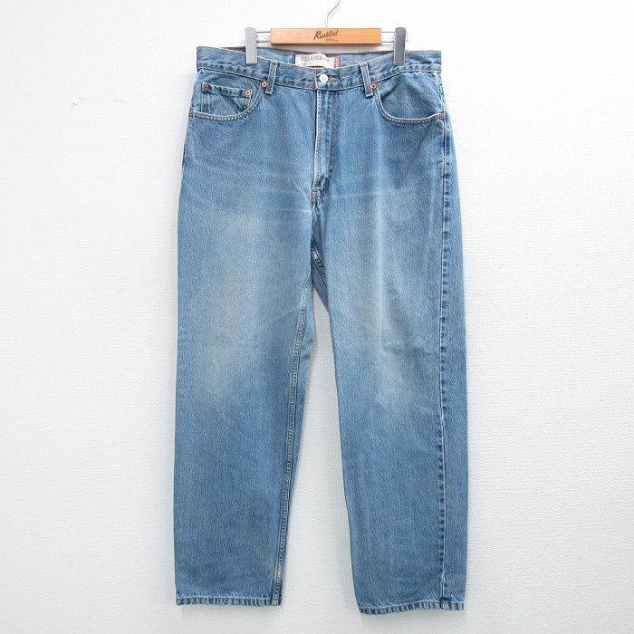 W36★古着 ジーンズ リーバイス Levis 550 メンズ ヒゲ コットン 紺 ネイビー デニム 25oct29 中古 ボトムス ジーパン Gパン ロング パンツ