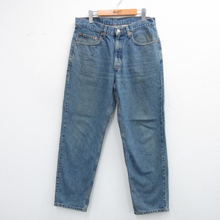 W33★古着 ジーンズ リーバイス Levis 550 メンズ 00年代 00s ヒゲ コットン 紺 ネイビー デニム 25oct29 中古 ボトムス ジーパン Gパン ロング パンツ