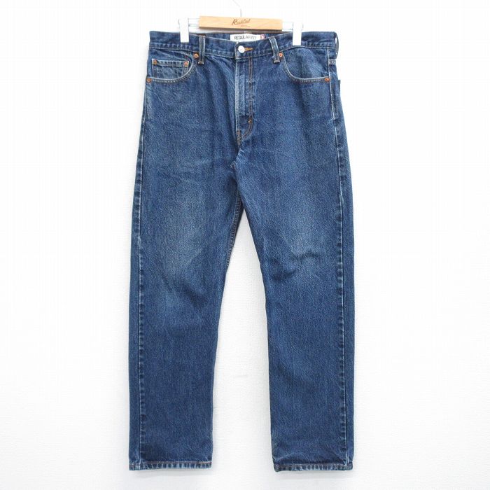 W36★古着 ジーンズ リーバイス Levis 505 メンズ 紺 ネイビー デニム 25oct30 中古 ボトムス ジーパン Gパン ロング パンツ