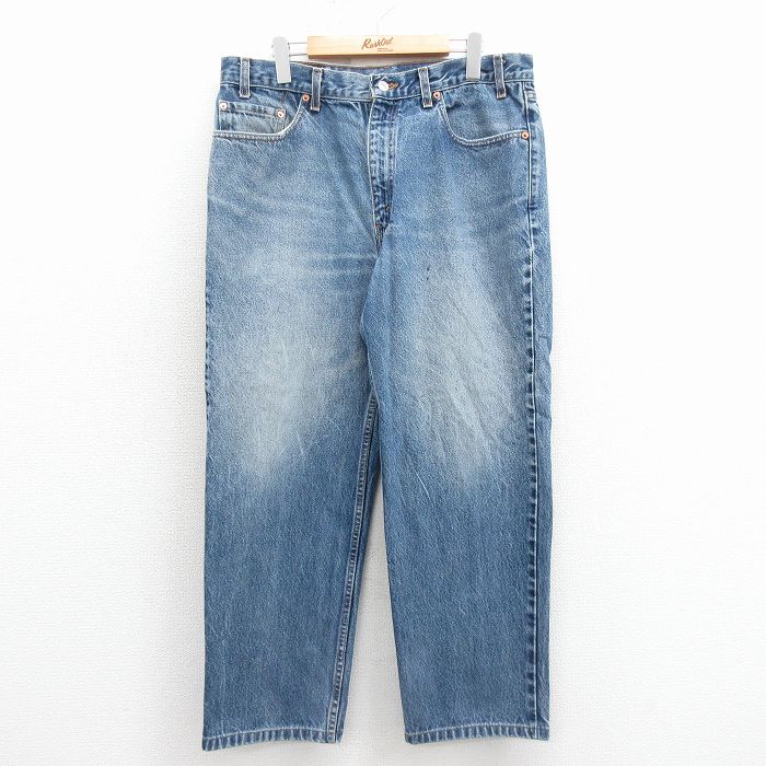 W35★古着 ジーンズ Levis リーバイス 550 メンズ 90年代 90s テーパード ヒゲ コットン USA製 紺 デニム【spe】 25nov25