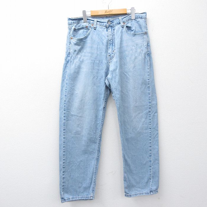 W35★古着 ジーンズ Levis リーバイス 505 メンズ ヒゲ 薄紺 デニム 25nov26