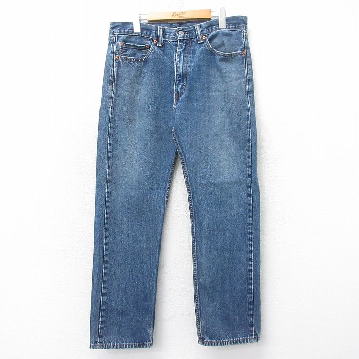 W36★古着 ジーンズ Levis リーバイス 505 メンズ ヒゲ 紺 デニム 26jan28