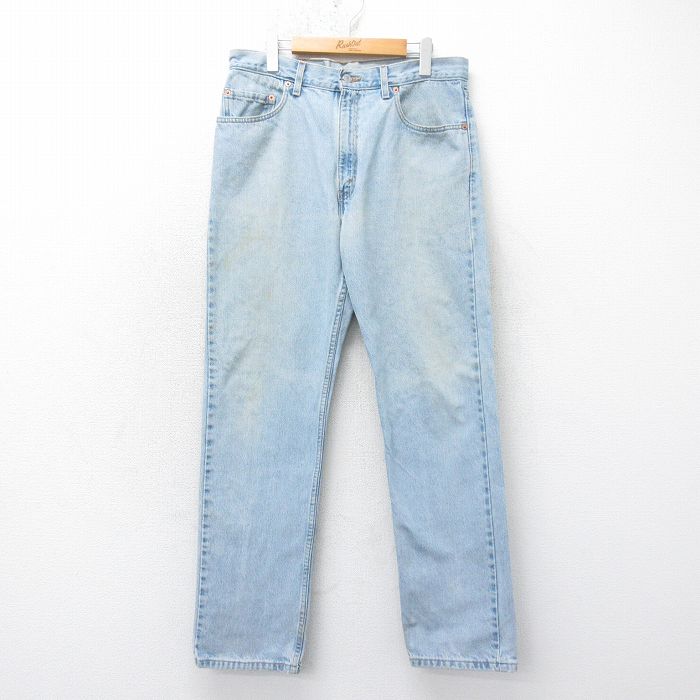 W34★古着 ジーンズ Levis リーバイス 505 メンズ 90年代 90s コットン USA製 薄紺 デニム【spe】 26jan28