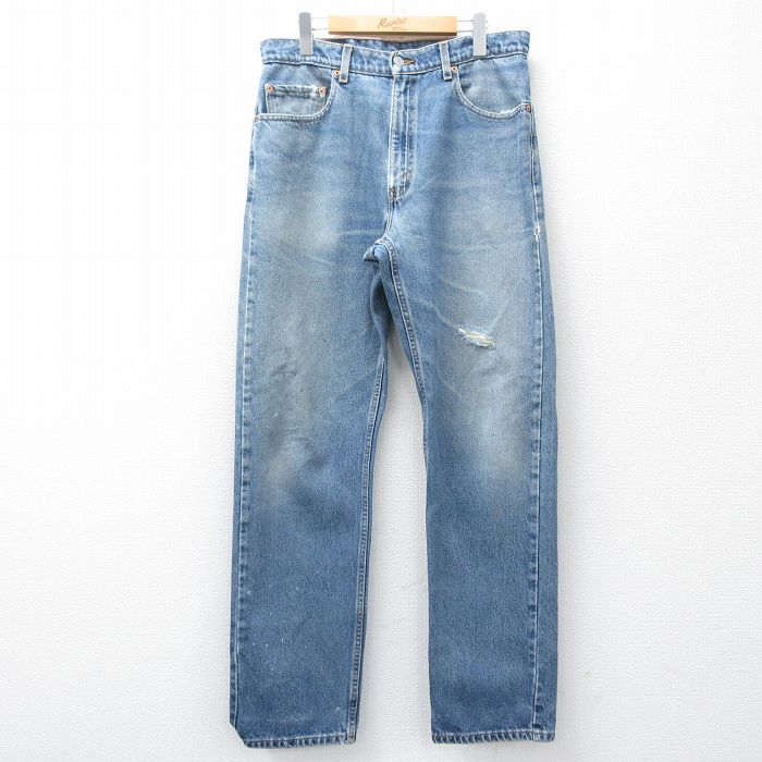 W34★古着 ジーンズ Levis リーバイス 505 メンズ 00年代 00s ヒゲ コットン 紺 デニム【spe】 26feb05