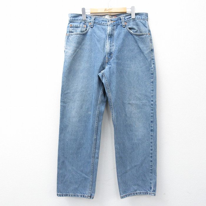 W36★古着 ジーンズ Levis リーバイス 550 メンズ ヒゲ コットン 紺 デニム 26feb05