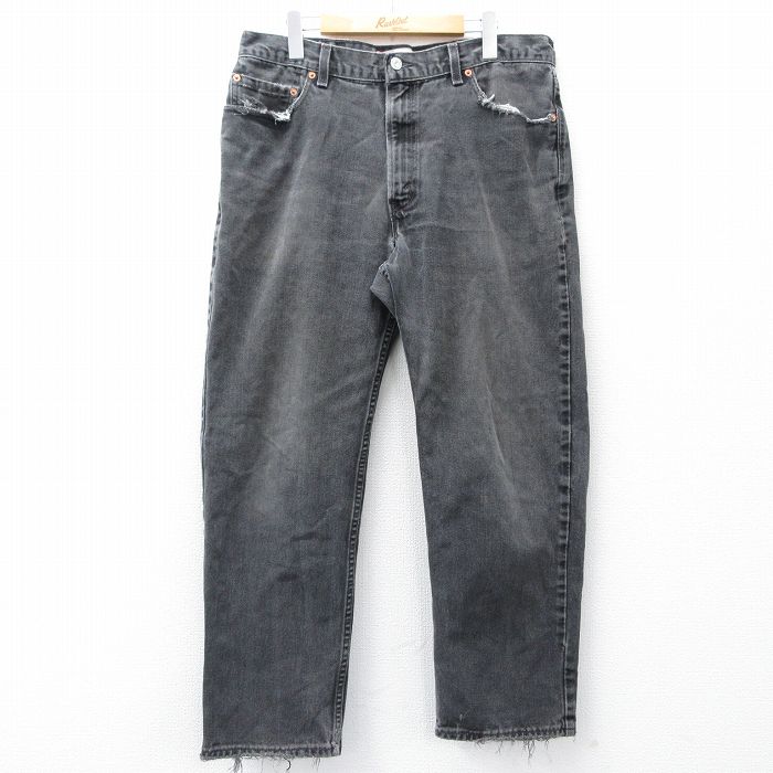 W36★古着 ジーンズ Levis リーバイス 550 メンズ コットン USA製 黒 デニム 26mar05