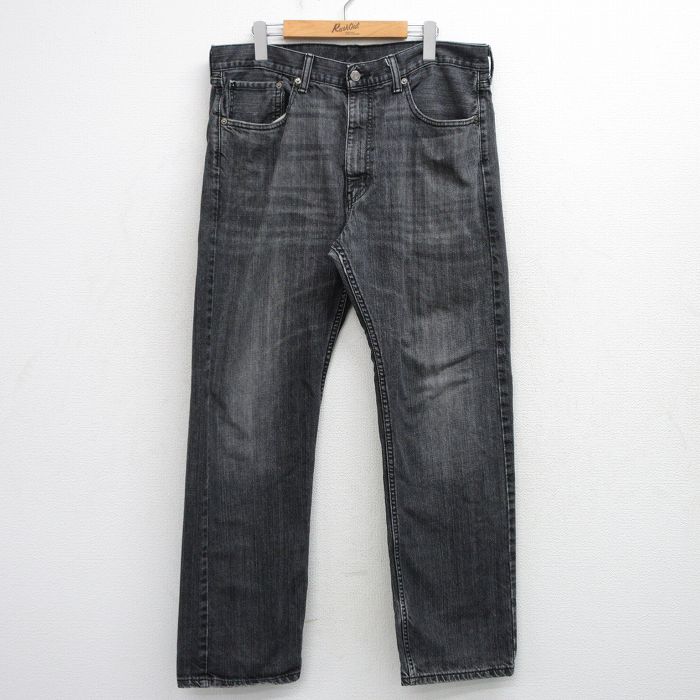 W36★古着 ジーンズ Levis リーバイス 505 メンズ ヒゲ コットン 黒 デニム 26mar24