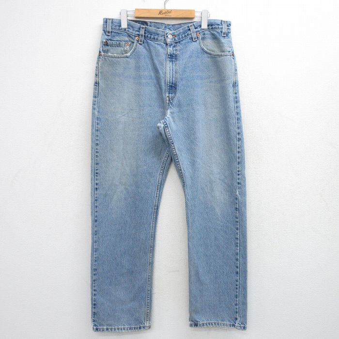 W36★古着 ジーンズ Levis リーバイス 505 メンズ ヒゲ コットン 紺 デニム 26mar24