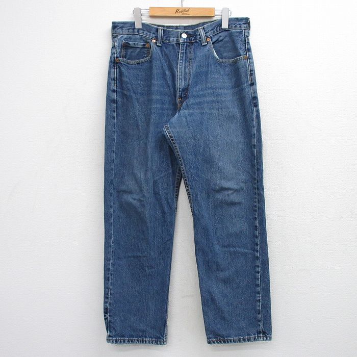W34★古着 ジーンズ Levis リーバイス 550 メンズ ヒゲ コットン 紺 デニム 26mar24
