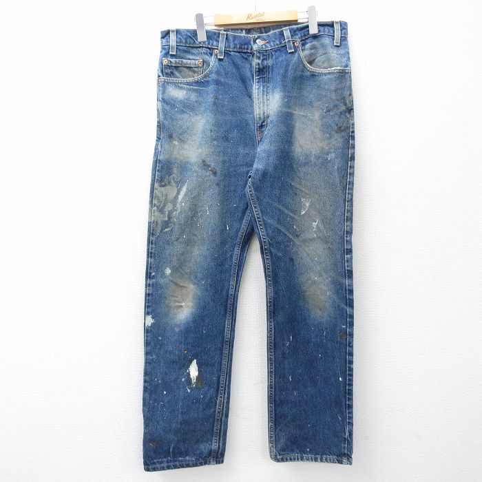 W36★古着 ジーンズ Levis リーバイス 505 メンズ ヒゲ 紺 デニム 26apr21