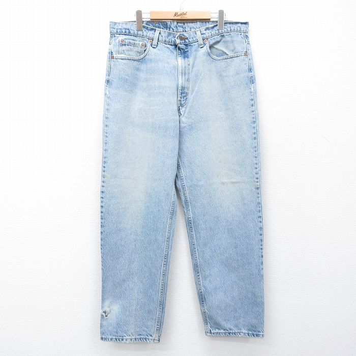 W37★古着 ジーンズ Levis リーバイス 550 メンズ 90年代 90s ヒゲ コットン USA製 紺 デニム【spe】 26apr28