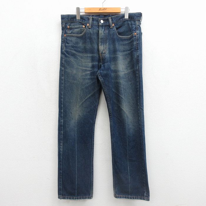 リーバイス505 ジーンズ ヒゲ ネイビー 実寸W35 | 古着