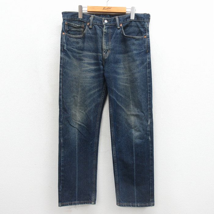 リーバイス505 ジーンズ ヒゲ ネイビー 実寸W35 | 古着
