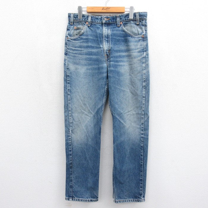W34★古着 Levi's リーバイス505 メンズ 90年代 90s ジーンズ ヒゲ コットン ネイビー デニム【spe】 26sep04