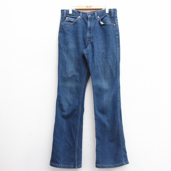 W34★古着 ジーンズ Levis リーバイス 517 メンズ 80年代 80s ブーツカット タロン USA製 紺 ネイビー デニム 【spe】 25feb20 中古 ボトムス ジーパン Gパン ロング パンツ